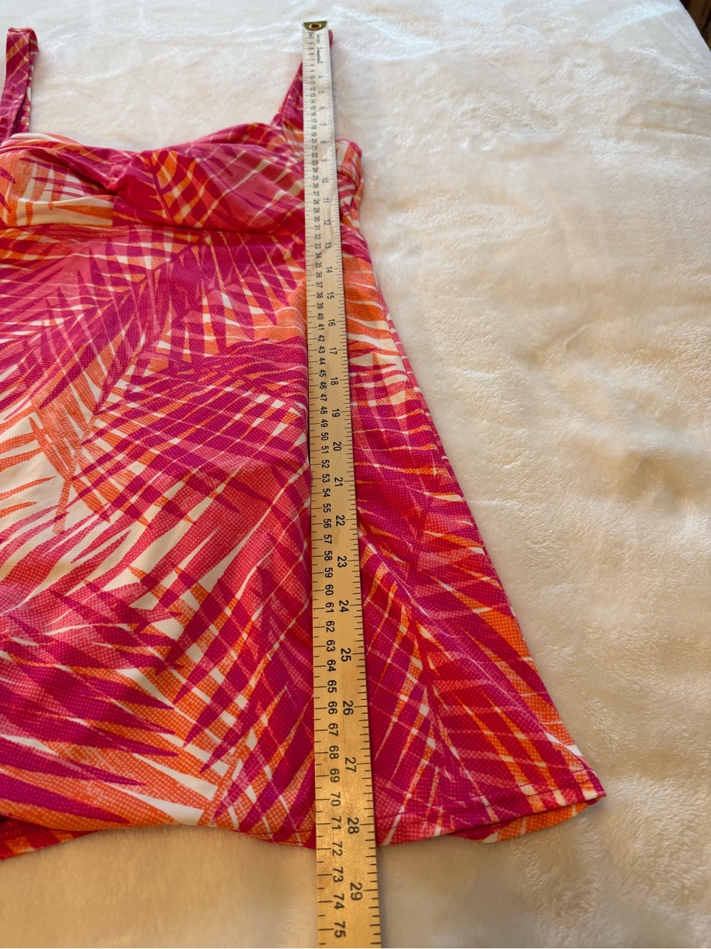 Calypso Cove Swim Dress Sz 14 Pink Orange Skirted One Piece Tropical Print - Picture 6 of 15